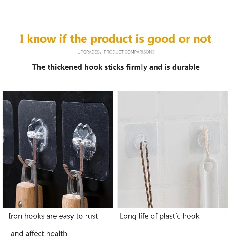 5/10/20 Stück selbstklebende Haken ohne Bohren, Kunststoffhaken, nicht markierend, starker Hornhaken – Detail 6