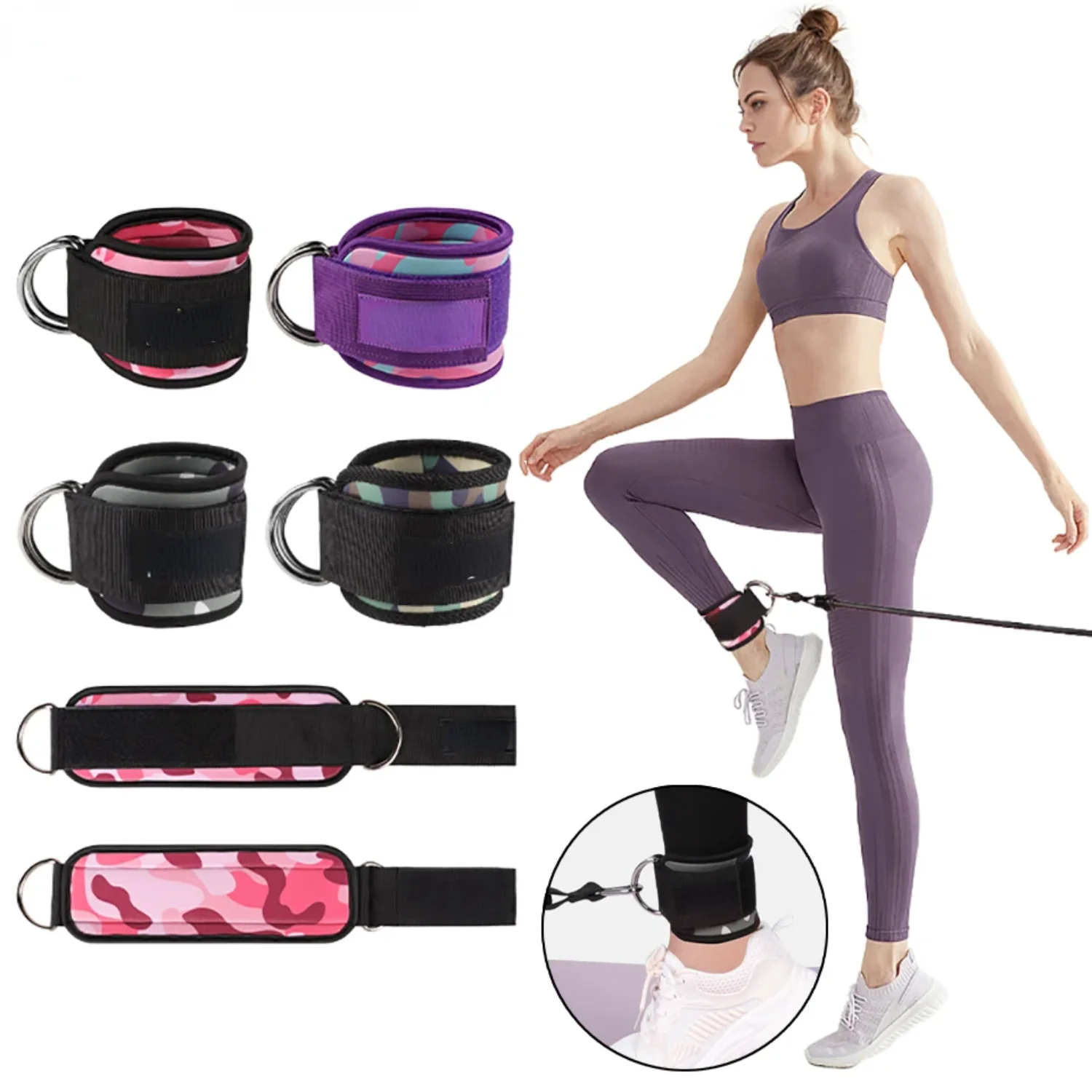 

Adjustable Fitness Ankle Straps D-Ring Support Cuffs Gym Leg Strength Workouts Pulley With Buckle Sports Guard Safety Abductors