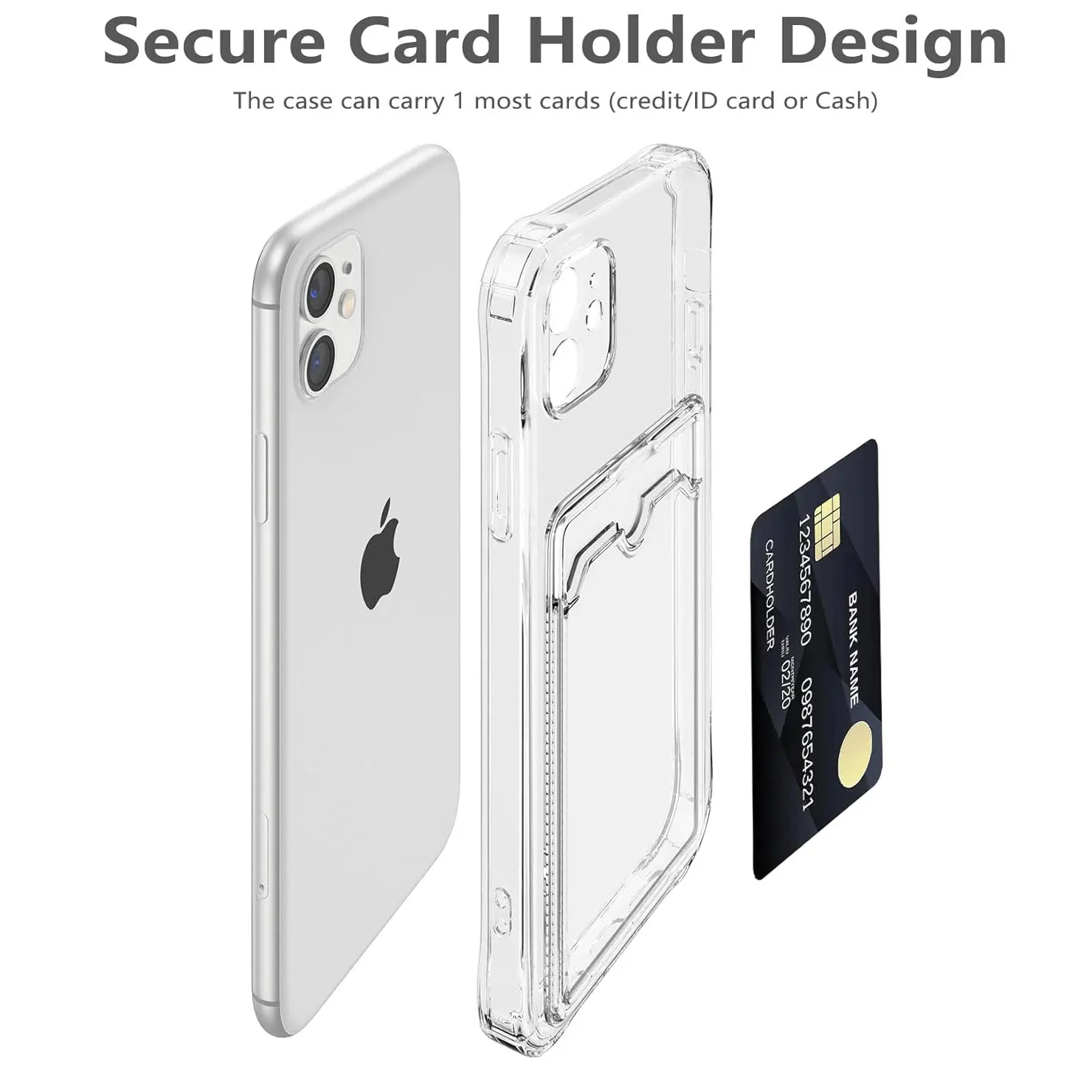 Hülle für iPhone 17 16 15 Pro Max, klare Abdeckung, weiche TPU-Brieftasche mit Kartensteckplatz, stoßfest, für iPhone 17 Air 14 Plus 13 12 11 – Detail 3