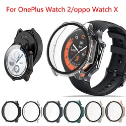 Glass+Case for Oneplus Watch 2 Smart Watch Tempered Glass All-around Hard pc Bumper Protective Cover for OppoWatch X Accessories