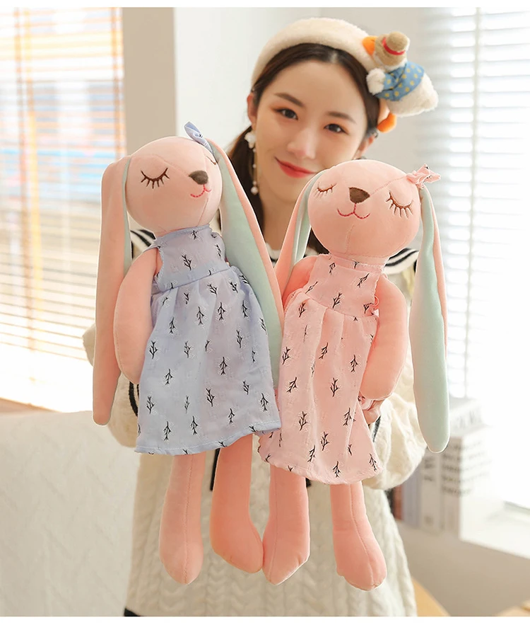 35 cm große Oster-Babyhasenfigur, rosa und blau, An'an Rabbit, beruhigende Geschenkpuppe für Kinder, Plüschtier mit superweichem Fell. – Detail 9