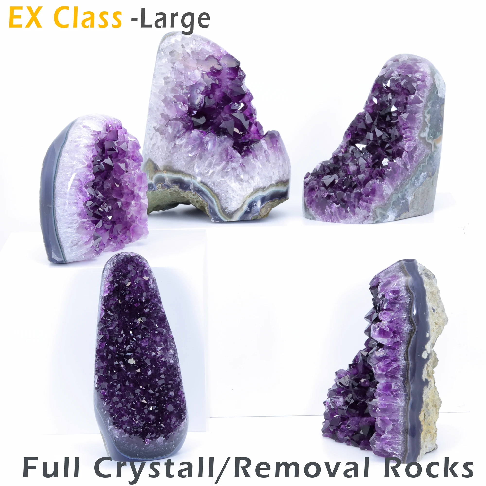 Ametista naturale EXclass Large Rockless Full Crystal Quartz Geode Cluster, pietra di guarigione energetica, decorazione domestica, commercio