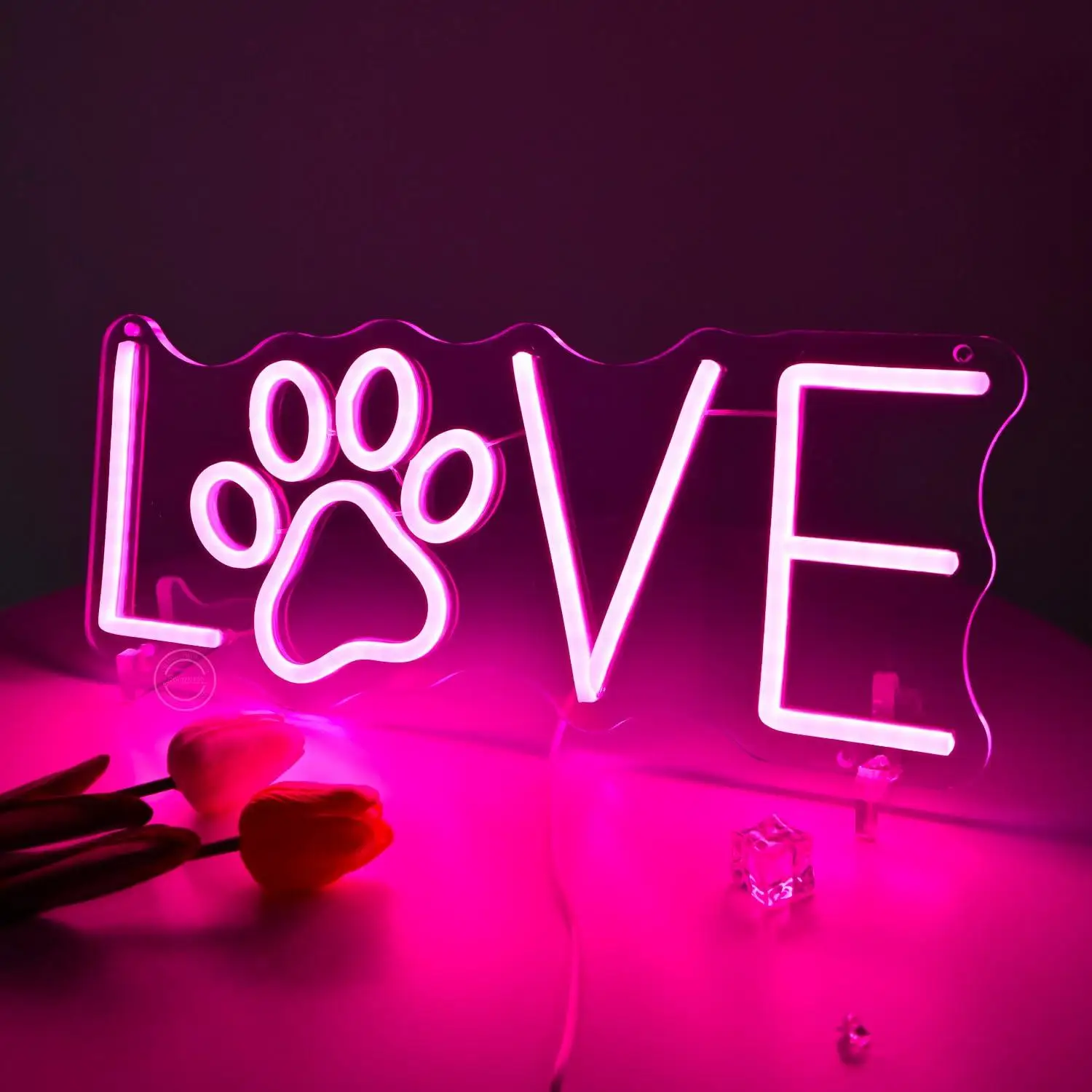 Love Paw Neon Sign USB Dimmable LED Light for Pet Room Bedroom Living Room Dog Cat Lover Themed Wall Art Decor Special Gifts view 3