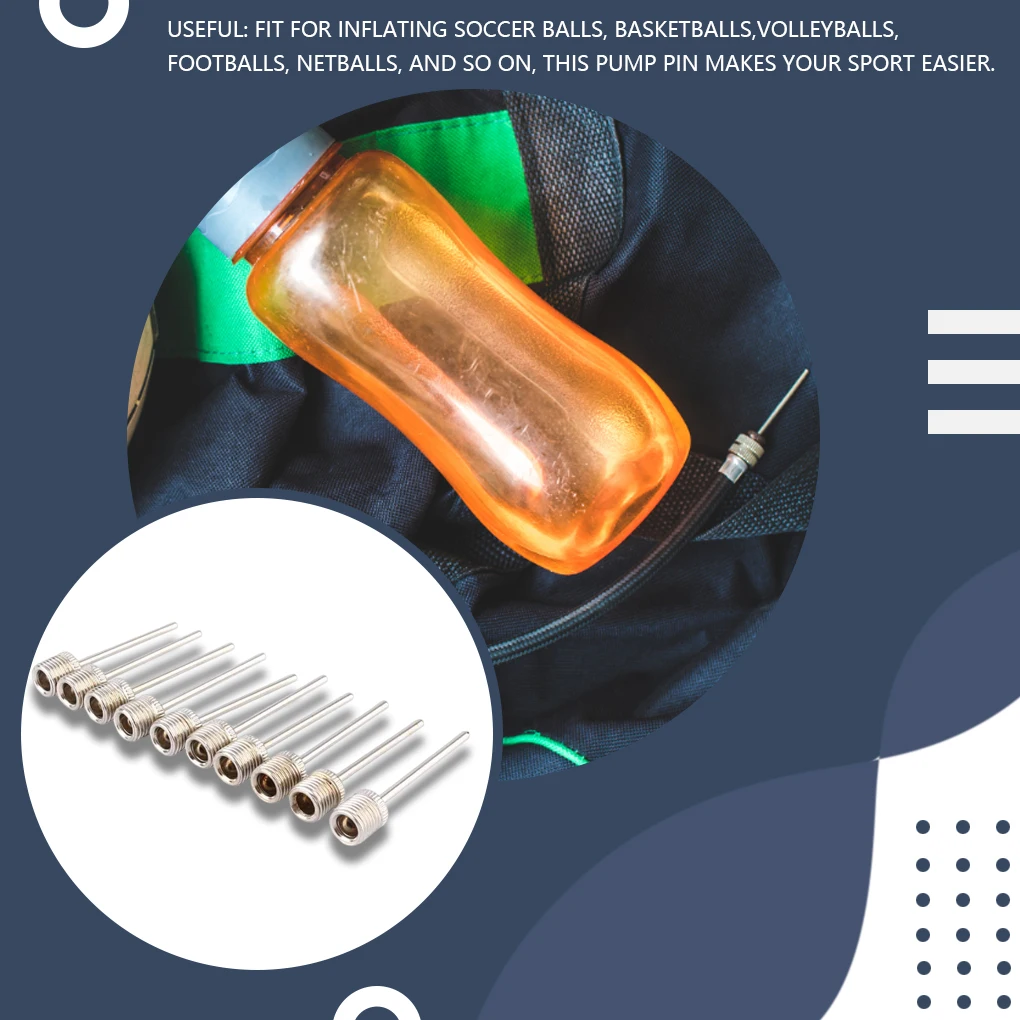 

Pack of 10 Ball Inflating Needle Bicycle Soccer Basketball Pump Pin Air Valve Adapter Nozzle Replacement Accessories