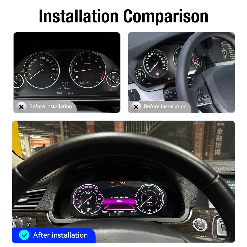 With CarPlay Auto For BMW 5/6/7 Series 5 Series GT X3/X4/X5/X6 2009~2017 LCD Dashboard Panel Speed Meters