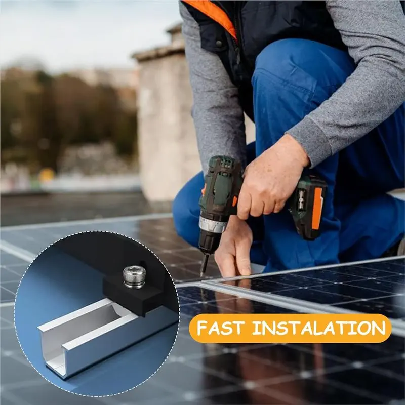 UISN 30MM Solar Panel Mounting Fixing Clamp End Clamp Adjustable Bracket For PV System Installation