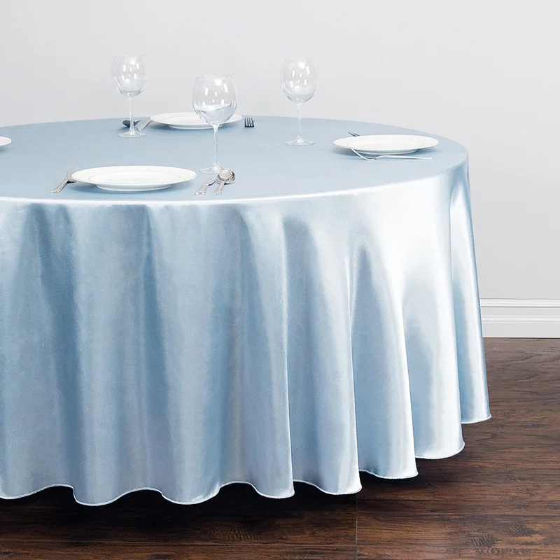 Satin Tablecloths Overlay Cover Bright Smooth Fabric Round Table Cloth for Wedding Party Restaurant Banquet Decorations