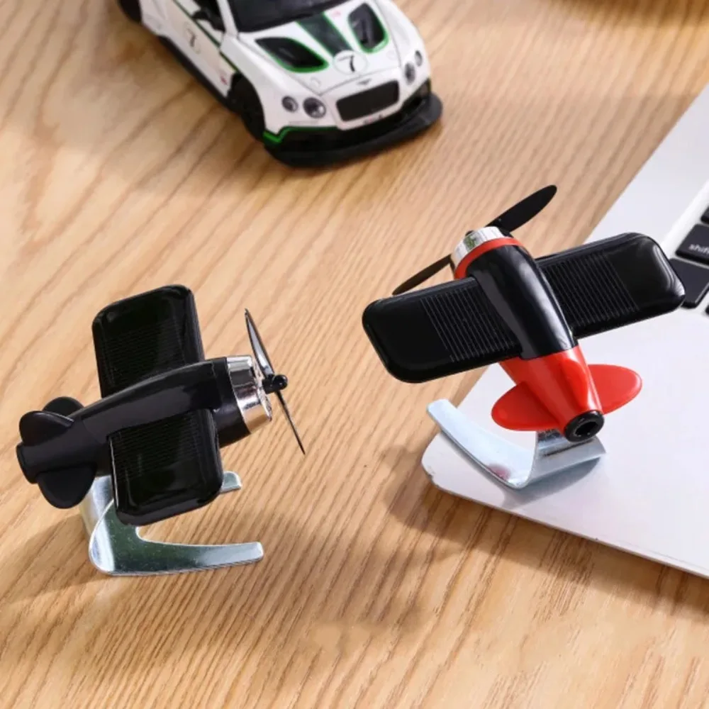 Mini Solar Panel Car Air Freshener Airplane Model Solid Fragrant Car Decoration Car Aroma Car Interior