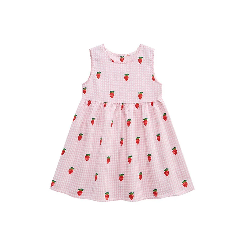 

Jumping Meters 2-7 Years Summer Sleeveless Princess Baby Girls Dresses Party Birthday Kids Strawberry Children's Frocks Costume