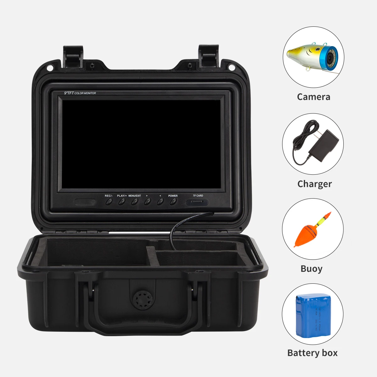 SYANSPAN DVR 9" Monitor Video Camera IP68 Waterproof HD 1200TVL 24 LEDs Infrared/White Light Deep Well Underwater Exploration