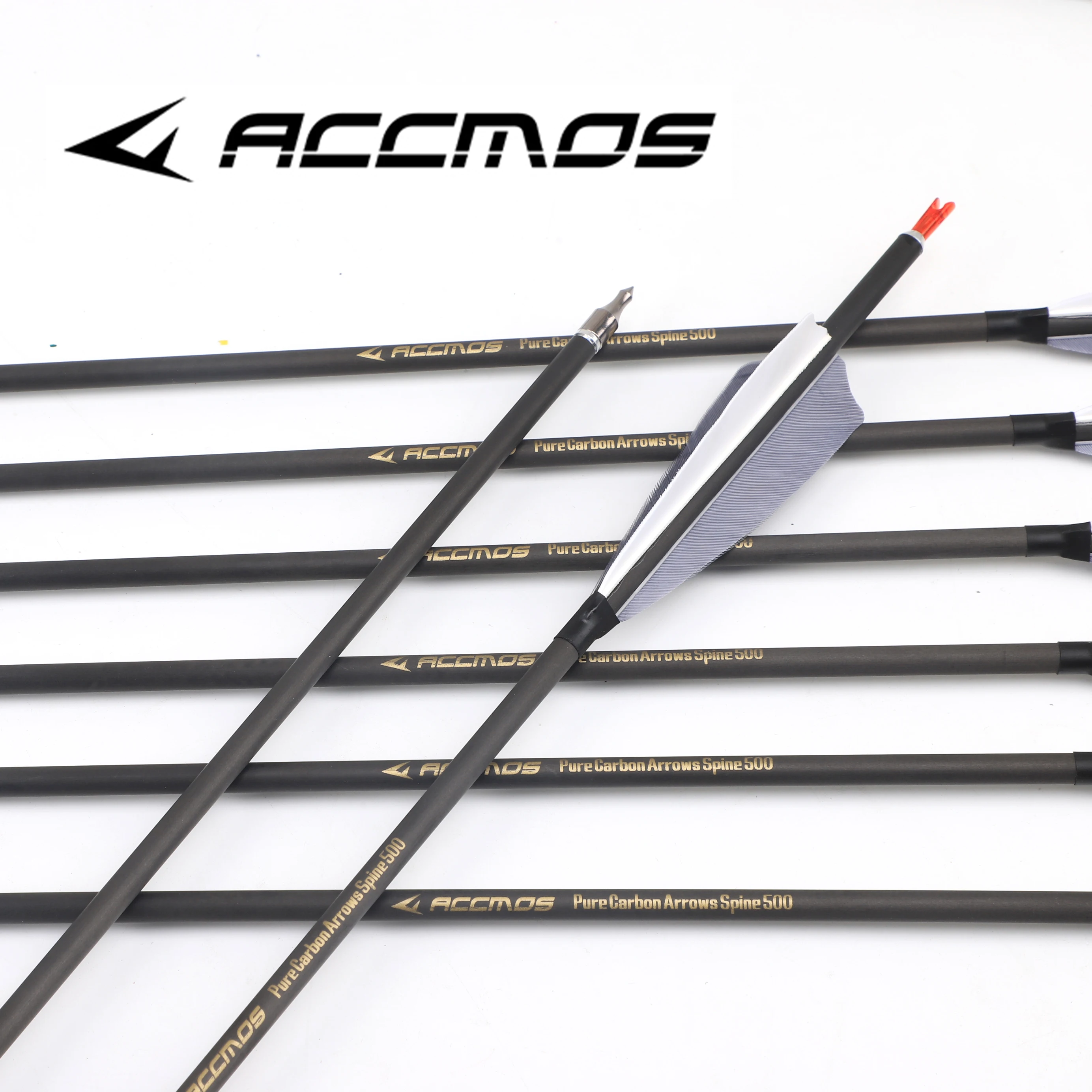 Archery Pure Carbon Arrow for Recurve/Compound Bow Hunting, ID6.2 Spine, 350, 500, 600, 700, 800, 6pcs, 12 Pcs