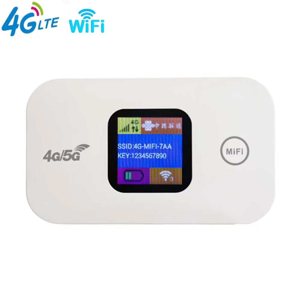 4G Pocket WiFi Router 2100mAh Mobile Hotspot with SIM Card Slot Portable MiFi Modem 150Mbps 4G LTE Wireless Router Wide Coverage