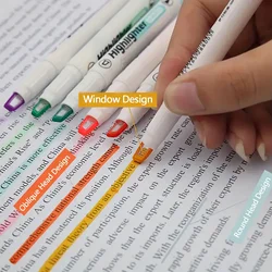 6-Pack Clear View Highlighter Pens - Soft Light Colors, Visible Tip for Precise Marking, Ideal for Students, School, and Office