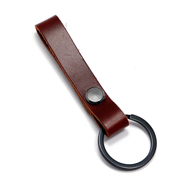 Wholesale Simple Vintage Cowhide Leather Keychain Car Key Chain Creative Key Pendant Best Friend Small Gift