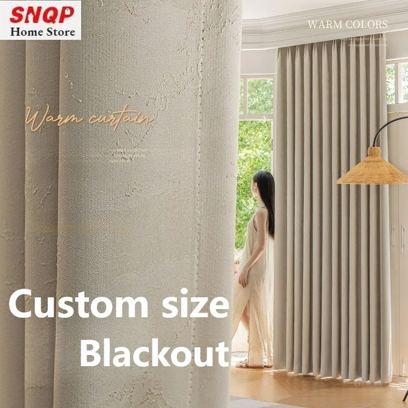 

High Precision Gold Wire Jacquard Blackout Curtains for Living Room Bedroom Dining Luxury Custom Size White Tulle Grace Modern