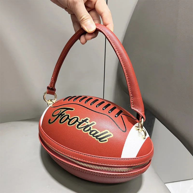 New Creative Leather Ball Handbag Fashion Designer Women's Crossbody Bag Letter Printed Zipper Round Shoulder Bag For Ladies