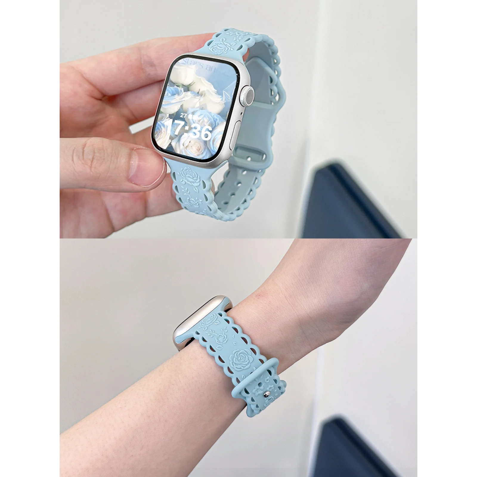 Floral Silicone Band For Apple Watch Strap S10 42/46MM 41 45MM 40 44 Sport Loop For iWatch 4/5/6/SE/7/8/9 Belt For 42MM 38 Ultra