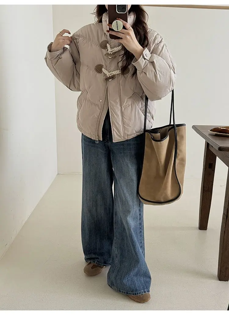 

Puffer Parkas Womens New In Outerwears Simple Padded Daily Outdoor Leisure Loose Down Collar Zipper Outwear Artificial Cotton GF