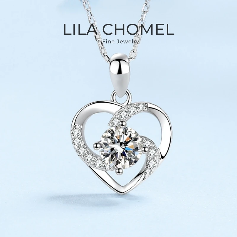 

Girlfriend Birthday Gift 18K White Gold Necklaces Women Engagement 0.8 Carat Moissanite Diamond Pendant Daughter Wedding Jewelry
