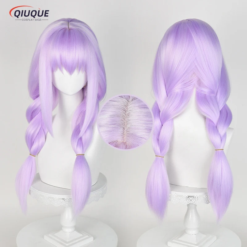 Anime Blue Archive Hakari Atsuko Cosplay Wig Long Light Purple Double Braids Heat Resistant Synthetic Hair Anime Wigs + Wig Cap