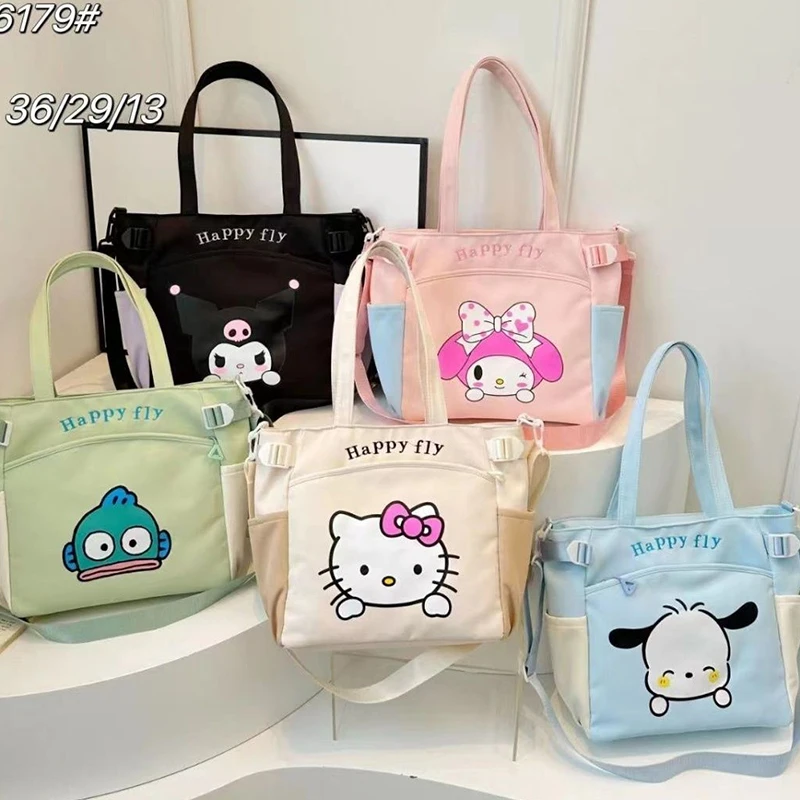 

Sanrio Tote Bag Kuromi My Melody Pochacco Student Hand Shoulder Crossbody Bag Girl Heart Cartoon Cute Anime Make Up Bag Kid Gift