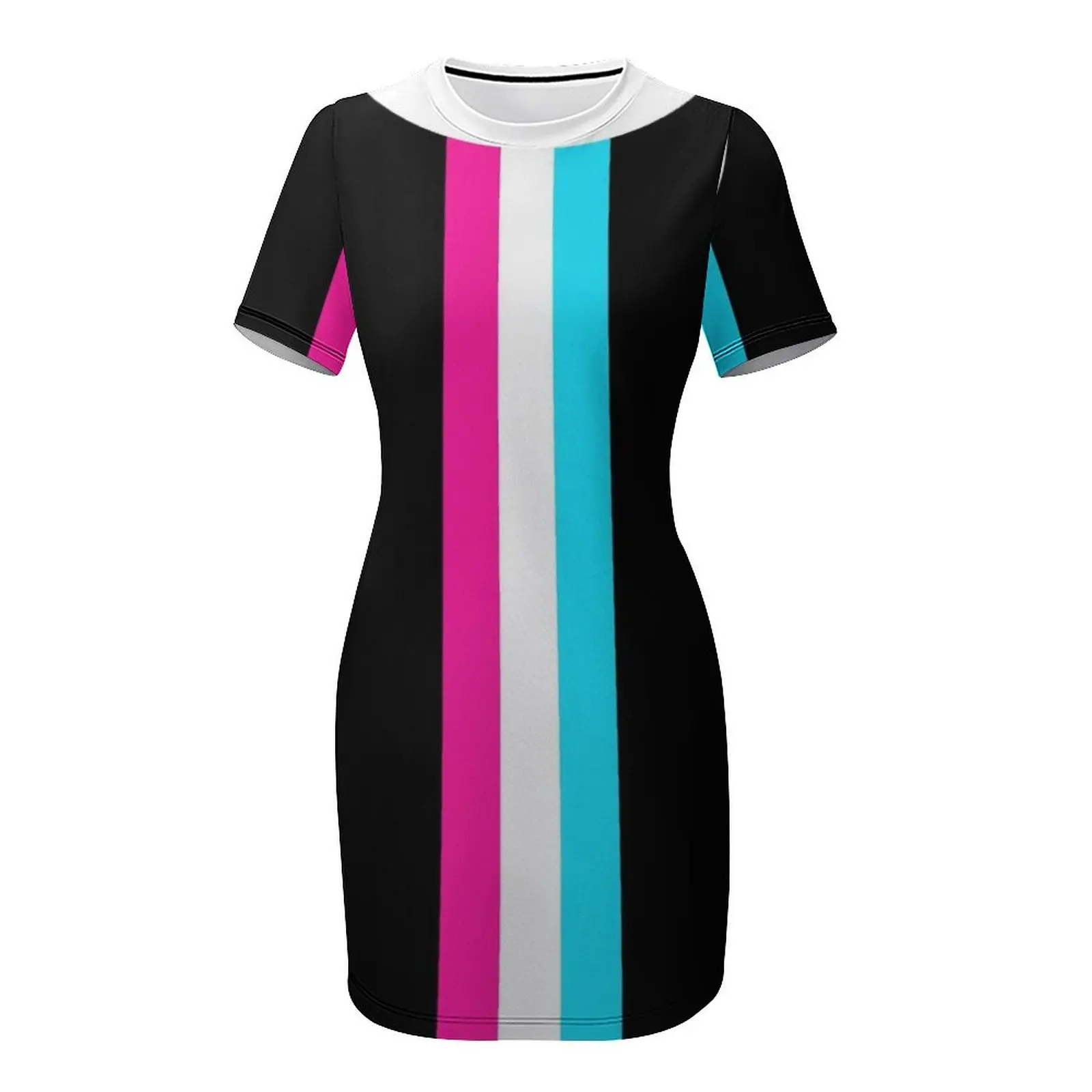 60s Pink & Cyan Stripe Mod ชุดเดรสแขนสั้นชุดผู้หญิงฤดูร้อน 2025 ชุดเจ้าสาวงานแต่งงาน 2025 ชุดยาวผู้หญิง