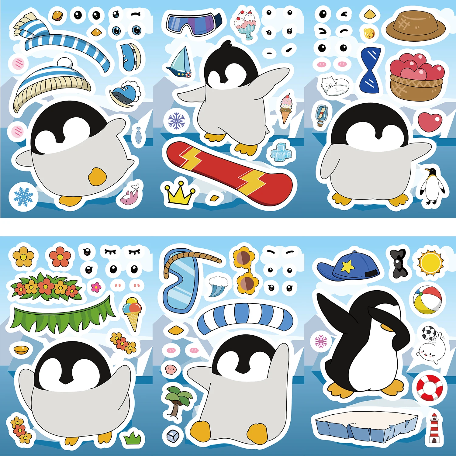 8 قطعة البطريق ورقة مذكرات الكمبيوتر سكيت اليدوية ملصقات الكرتون متعة الكلاسيكية عطلة هدية الديكور #6