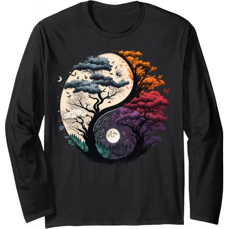 

Tree of Life Yin Yang Feng Shui Long sleeved T-shirt Pullover