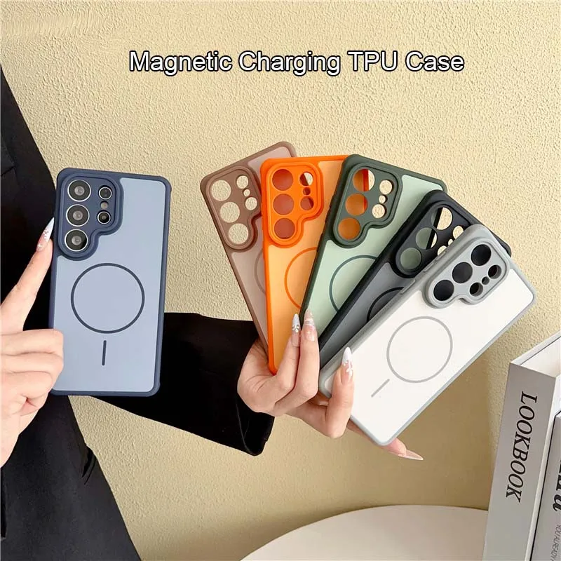 For Samsung Galaxy S26 S25 S24 S23 Plus Ultra Magnetic Anti fingerprint TPU Shockproof Back Cover Case Shell