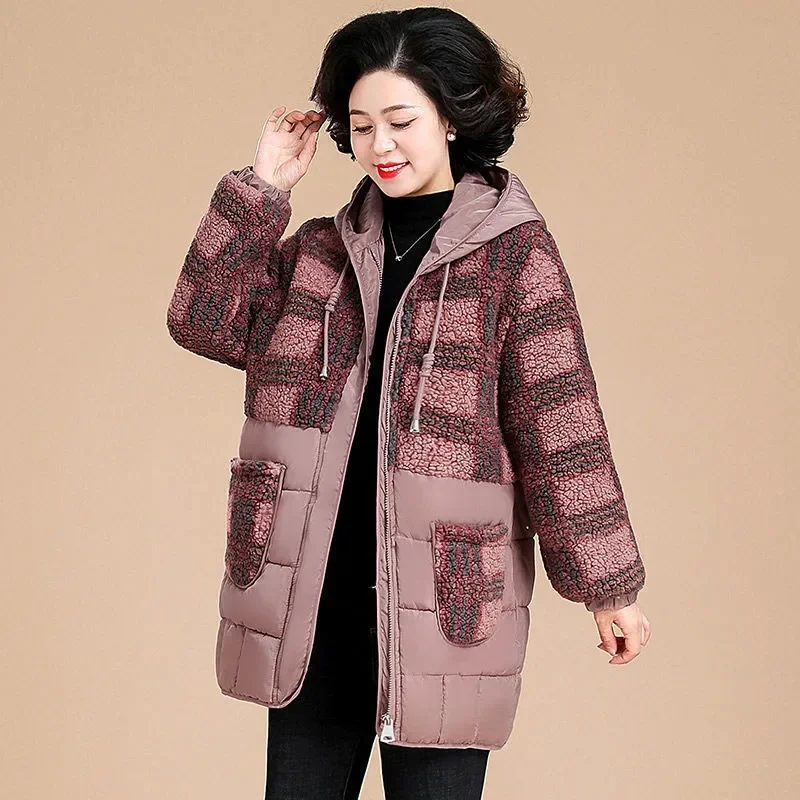 2024 New Loose Mother Winter Down Cotton Jacket For Middle-Aged Women Medium Length Thick Cotton Jacket High-end Cotton Jacket