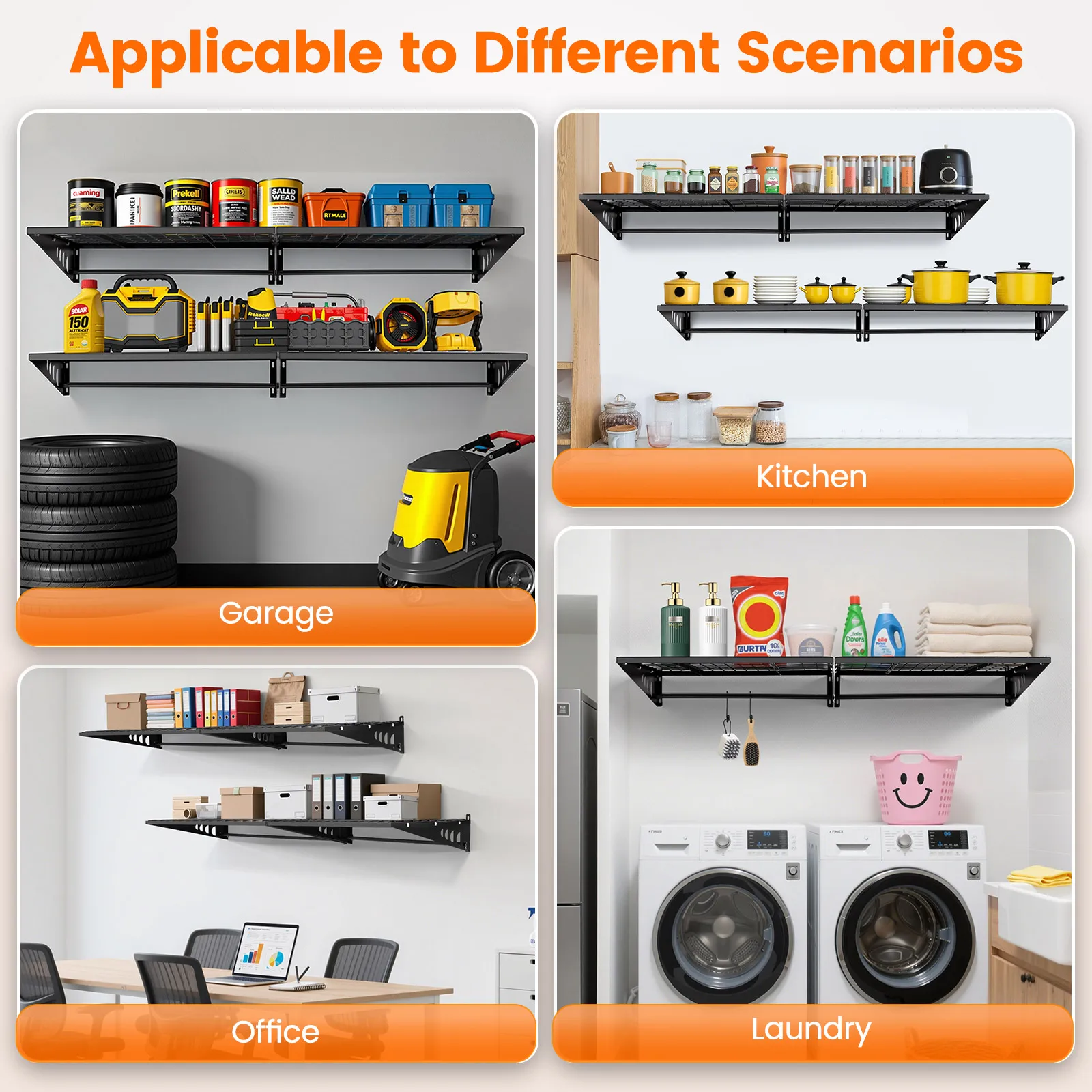 2 Layers Garage Storage Rack Wall Mounted Heavy Duty Shelf Hand Power Mobile Tool Organizer Rack Electric Drill Holder