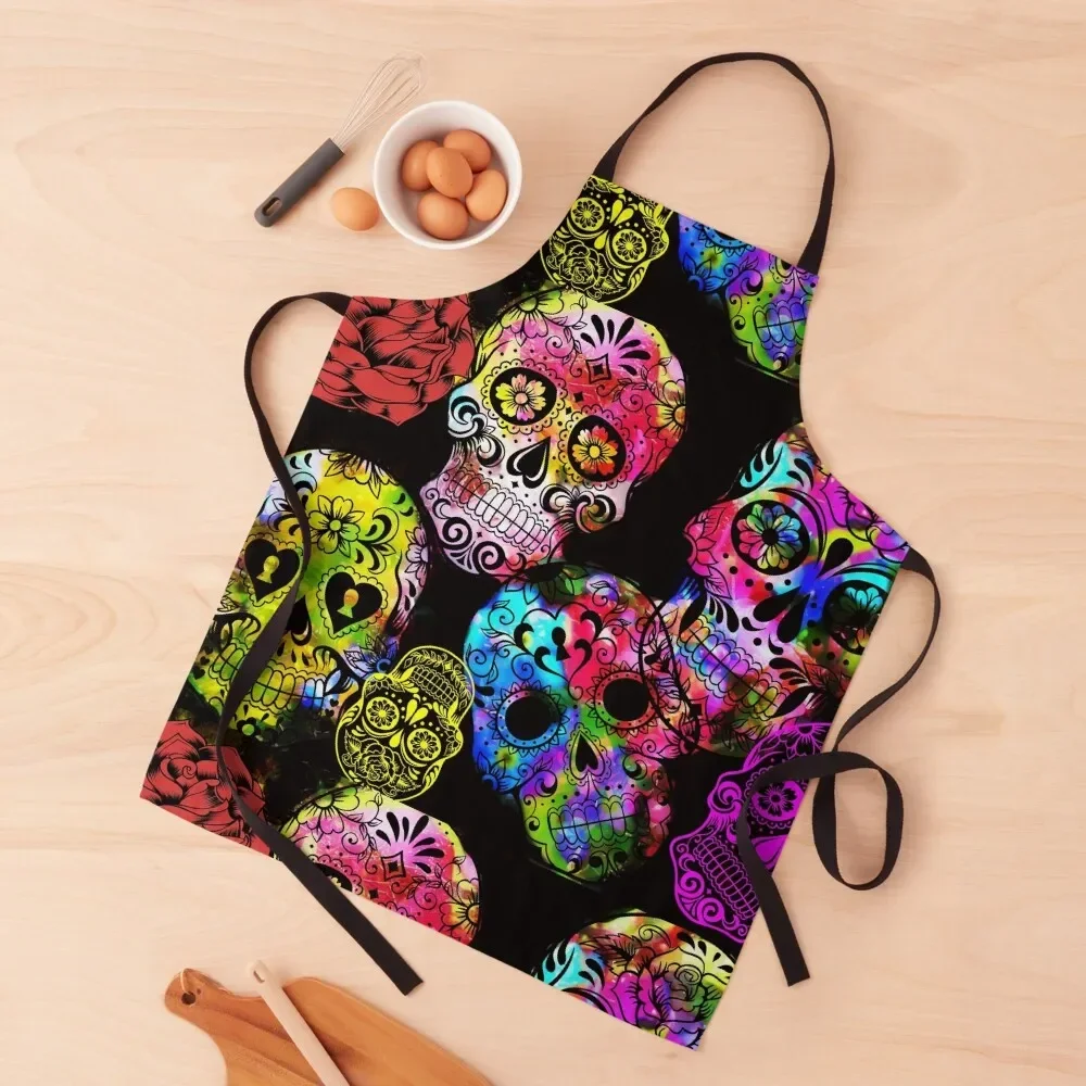 

Sugar Skulls. Apron Bib For Kitchen professional hairdressing Novelties Kitchen And Home Apron