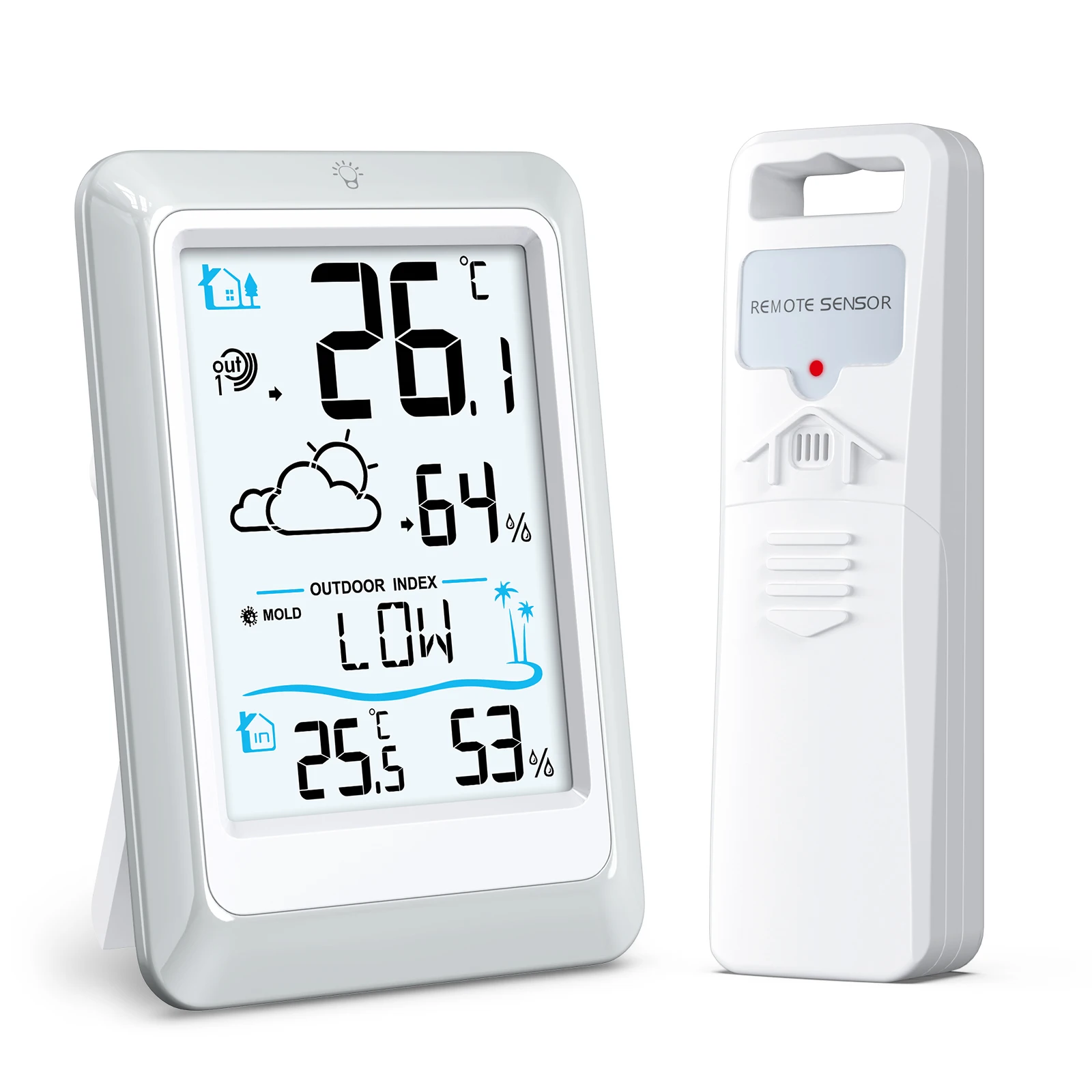 ORIA Wireless Weather Station Digital Forecast Station Temperature and Humidity Monitor Indoor Outdoor Thermometer With Sensor