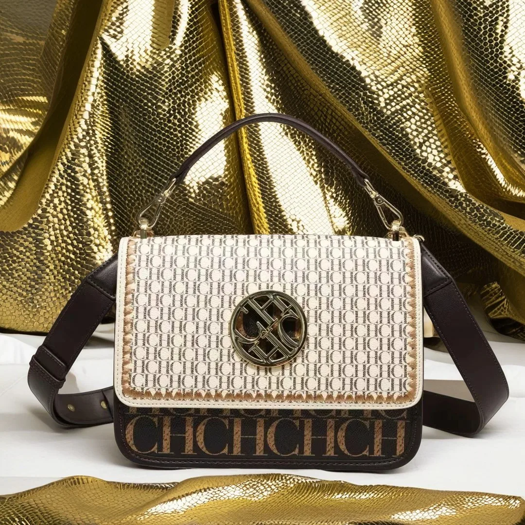 CHHC CH Hollow rzeźbiona torebka damska SquareCH luksusowy design torebka metalowa torba na ramię z klapką torba typu crossbody torba wieczorowa