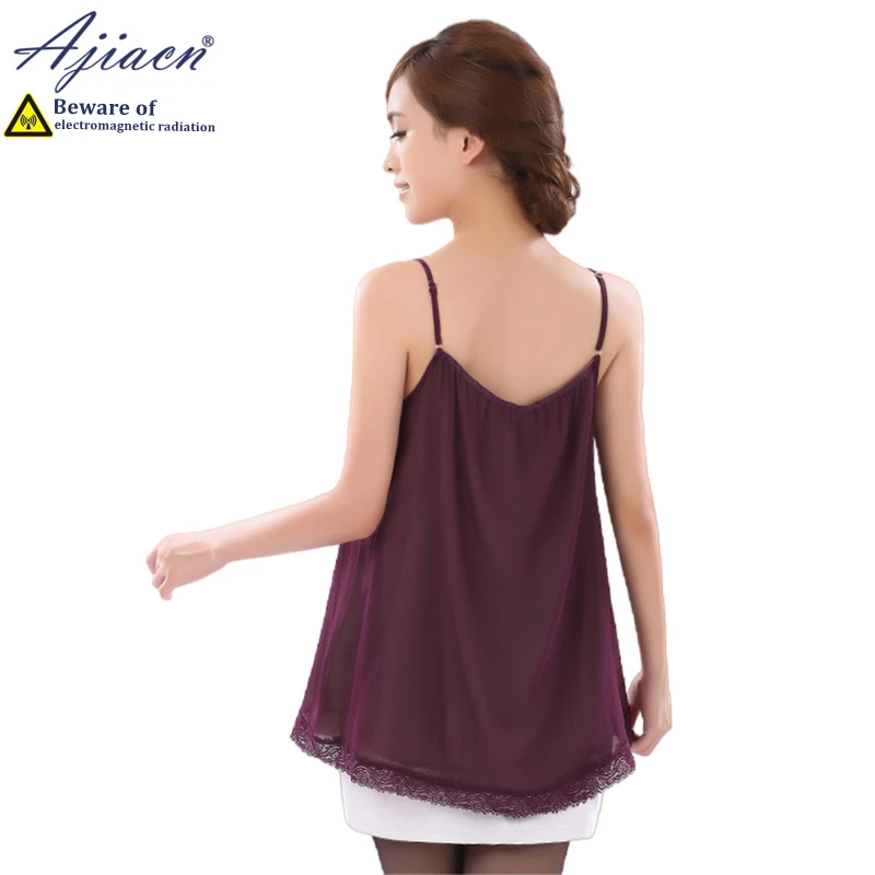 Real anti-radiation 100% silver fiber knitted lining maternity slip dress computer Electromagnetic radiation shielding camisole