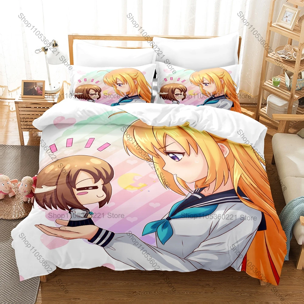 Whimsical Sailor Uniform Antler Girl Graphic My Deer Friend Nokotan Anime Bedding Set Duvet Cover With 2 Pillowcases Youth Decor