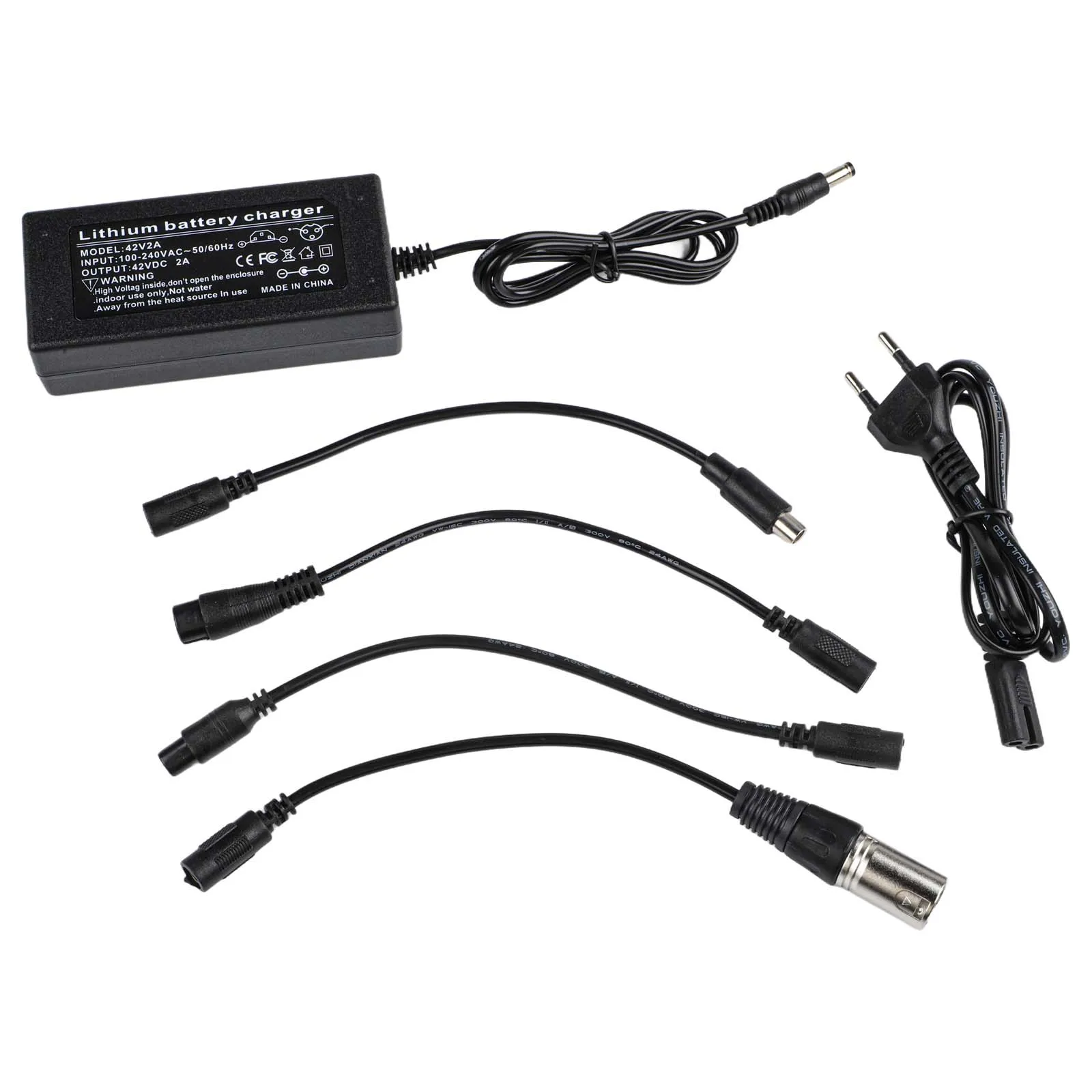 1x Electric Bike Power Adapter AC 100-240V Black DC 42V/2A Electric-Scooter Replacement US/EU/UK-Plug For 24-36V Lithium-Battery