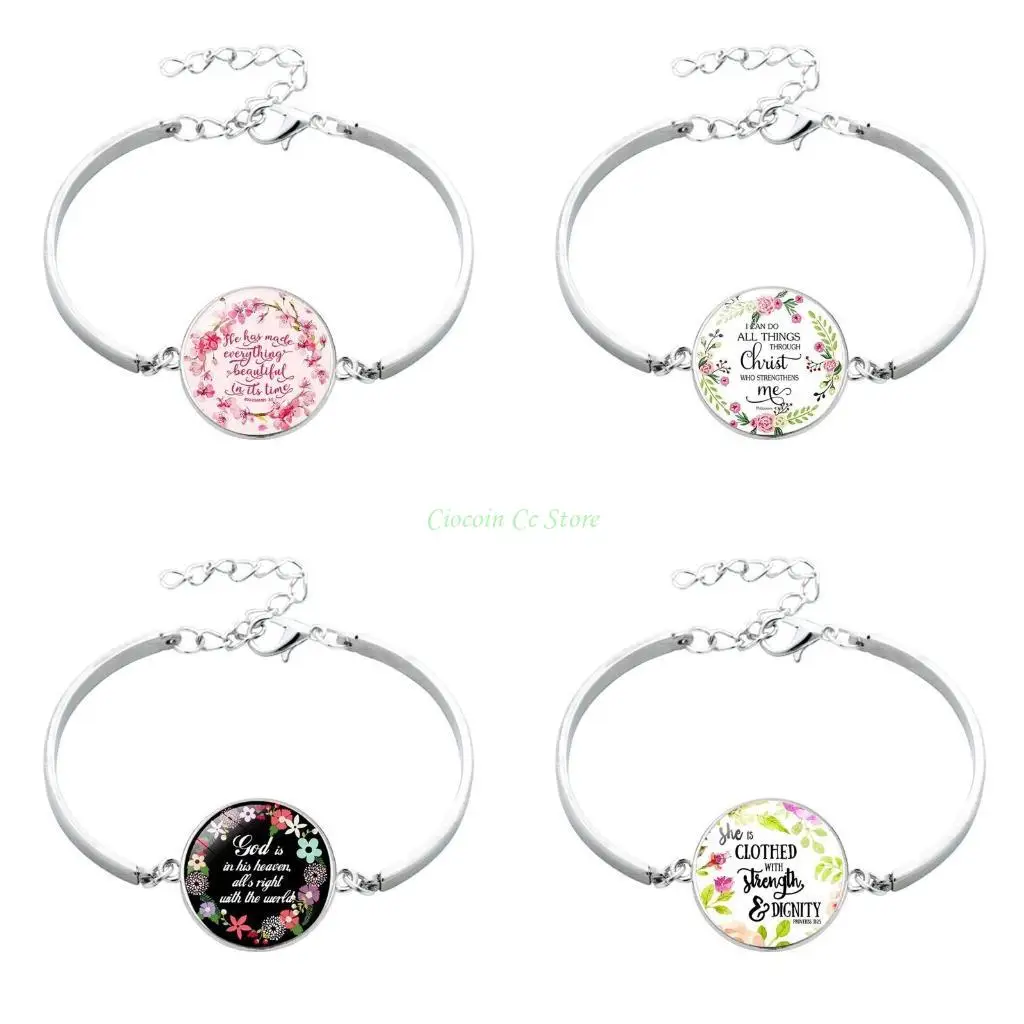 X90F Valentine's Day Quotations for Time Bangle Bracelet Adjustable Size Jewelry for Men Women Lover Wedding Birt