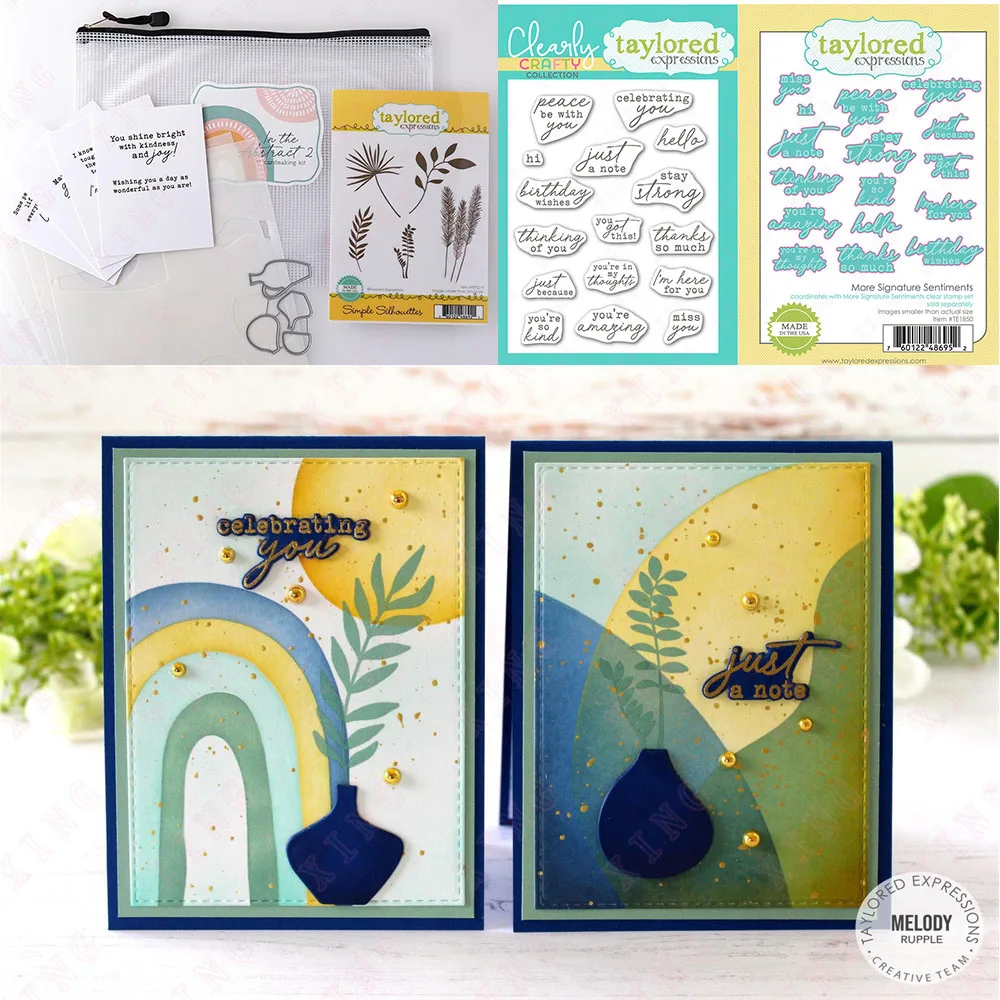 Layering Stencils New Diy 2023 in the Abstract 2 Cardmaking Kit Metal Cutting Dies More Signature Sentiments Silicone Stamps Set