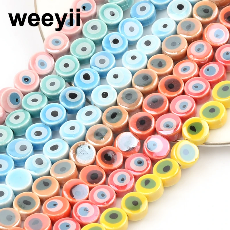 8.5mm Mixcolor Eye Ceramic Beads For Jewelry Making Diy Bracelet Round Eye Spacer Porcelain Loose Beads Accessories