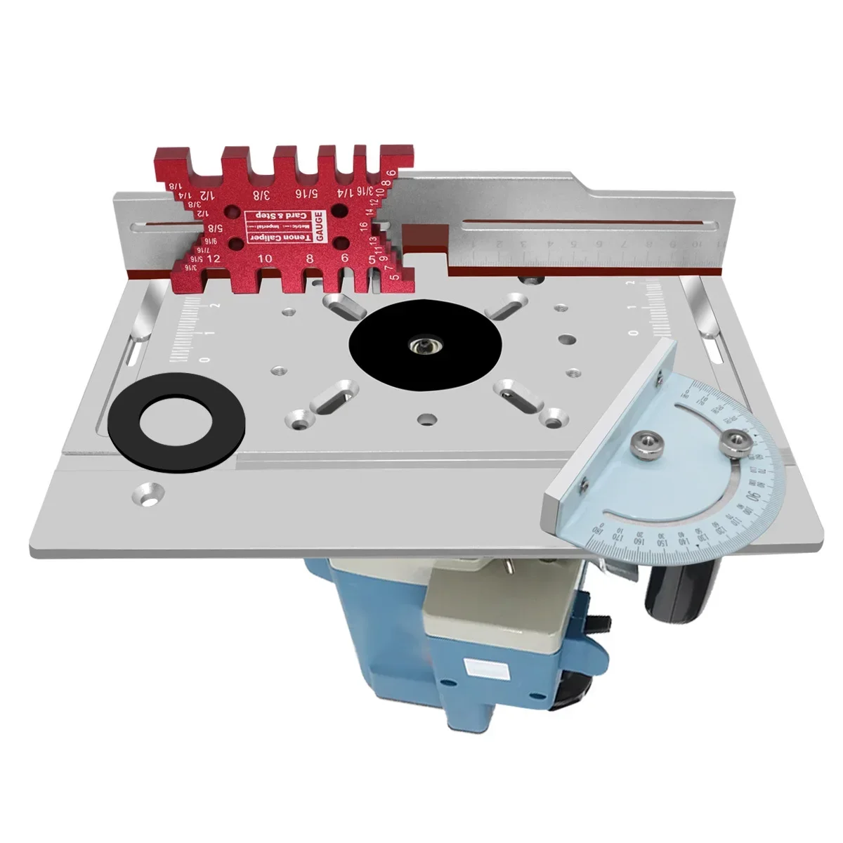 Aluminium Router Table Insert Plate with Sliding Tenoning Fence Electric Wood Milling Miter Gauge Guide Kit Carpenter Slotting