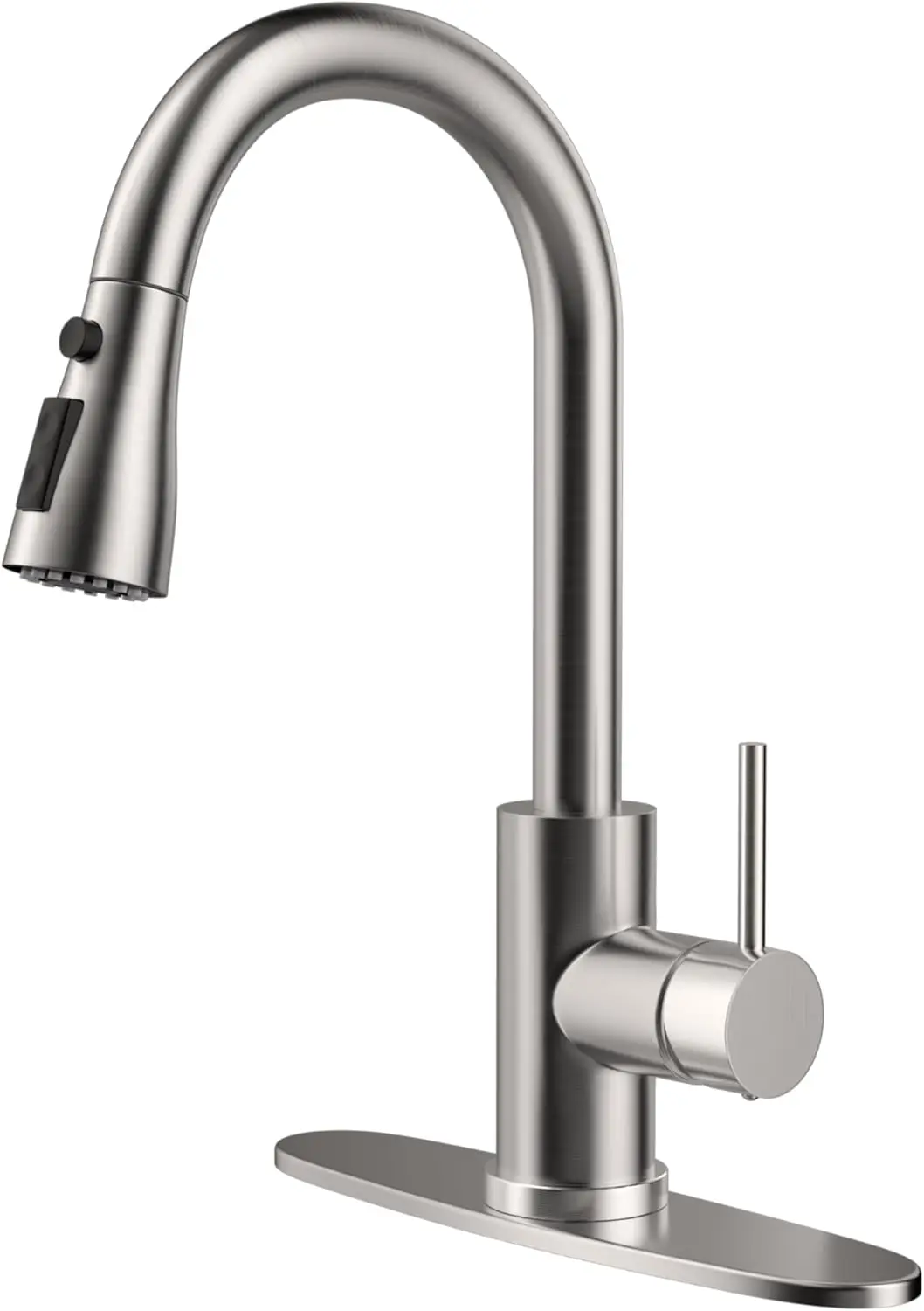 

Kitchen Faucet with Pull Down Sprayer,Brushed Nickel Kitchen Sink Faucet 1-3 Hole Single Handle High Arc Stainless Steel C