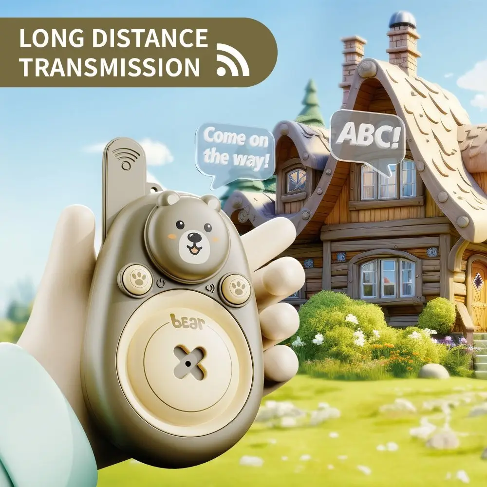 2 pçs adorável urso walkie talkies brinquedos um clique chamada crianças presentes portátil telefone sem fio wearable cordão brinquedo educativo precoce