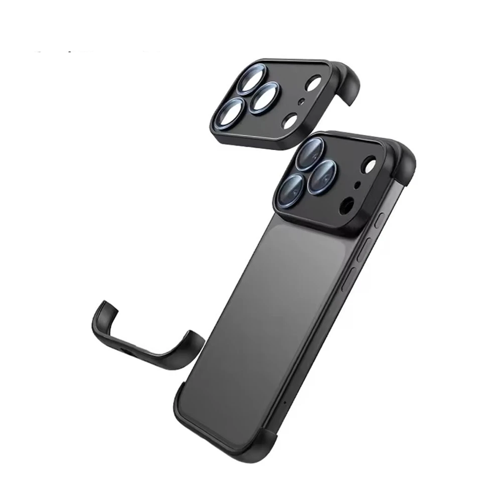 Titan Grau Rahmenlose Kamera Objektiv Schutz Stoßstange Telefon Fall Abdeckung Für iPhone 17/17 Air/17 Pro/17 pro Max Stoßstange Zubehör