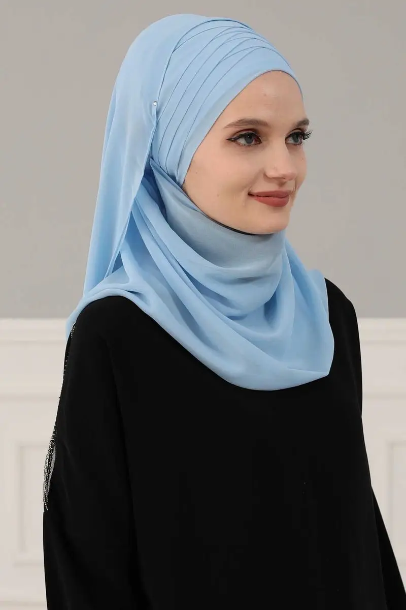 Cross planting practical chiffon shawl baby blue