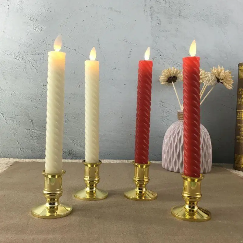 L43A 2pcs Plastic Gold Plated Base Holder Pillar Candlestick Stand For Electro