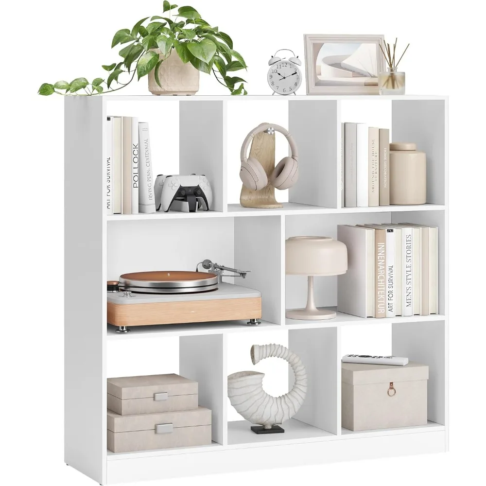 Libreria Libreria Libreria in legno Cubby aperti Supporto indipendente per soggiorno Camera da letto Camera dei bambini 97,5 x 30 x 100 cm Bianco LB