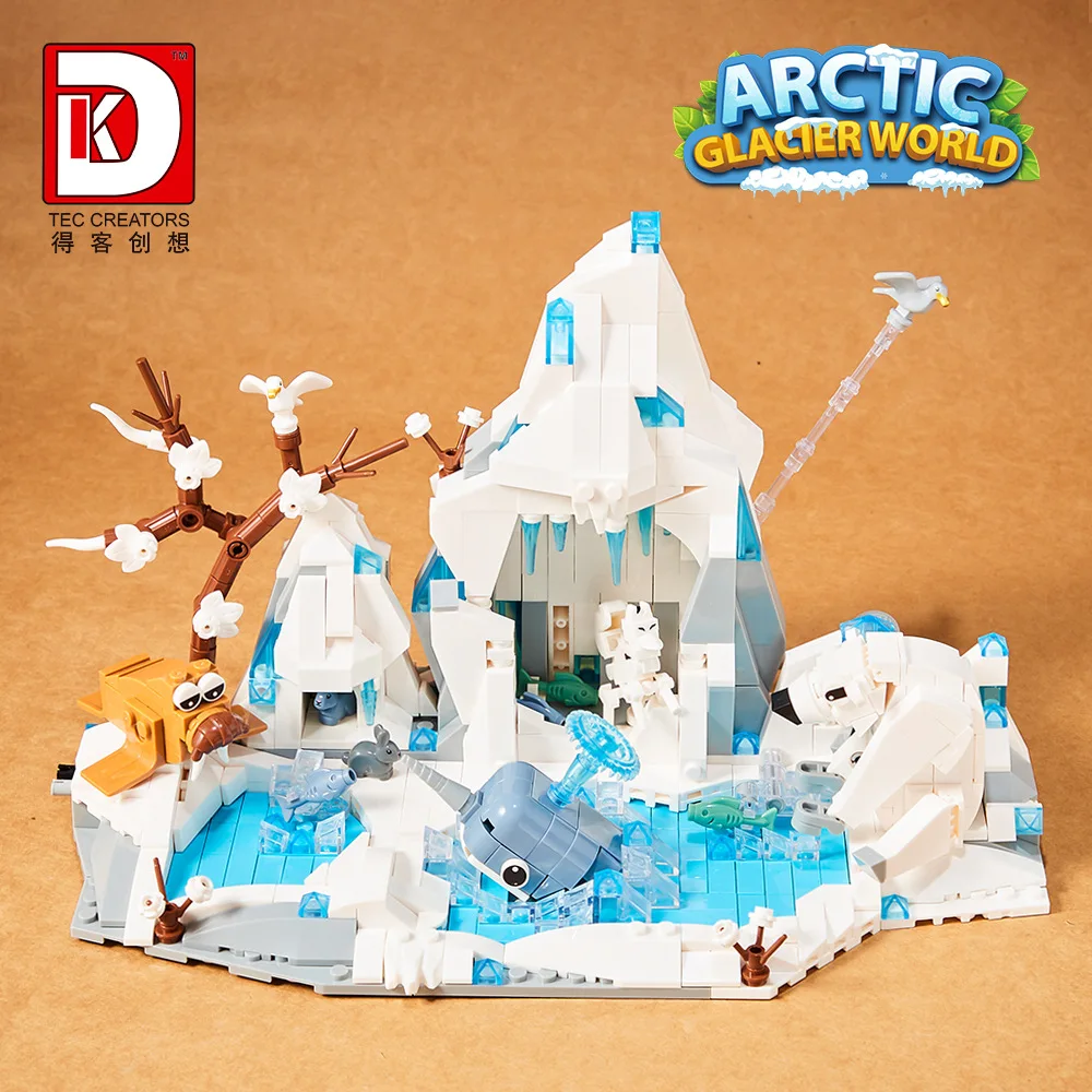 New 6024 898pcs MOC Arctic Glacier Snow Scene Building Blocks Bricks Assembling Model DIY Toys for Children Christmas Gift Set