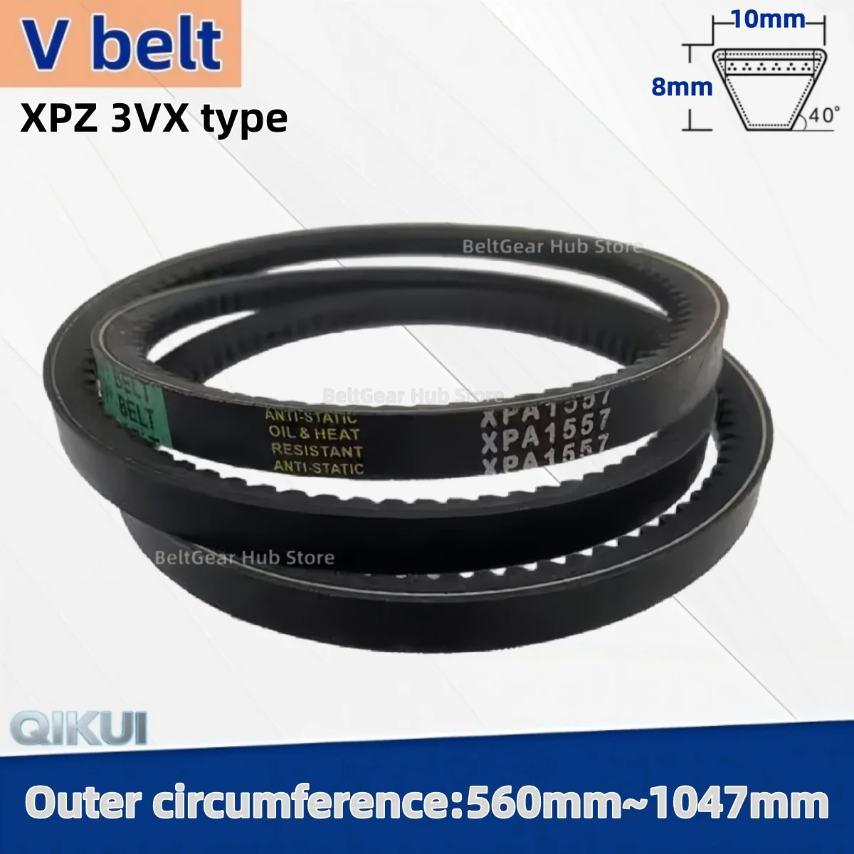 Type XPZ 3VX Raw Edge Cogged V Belt Drive Toothed Conveyor Belts Rubber Transport Strap 560mm-1047mm