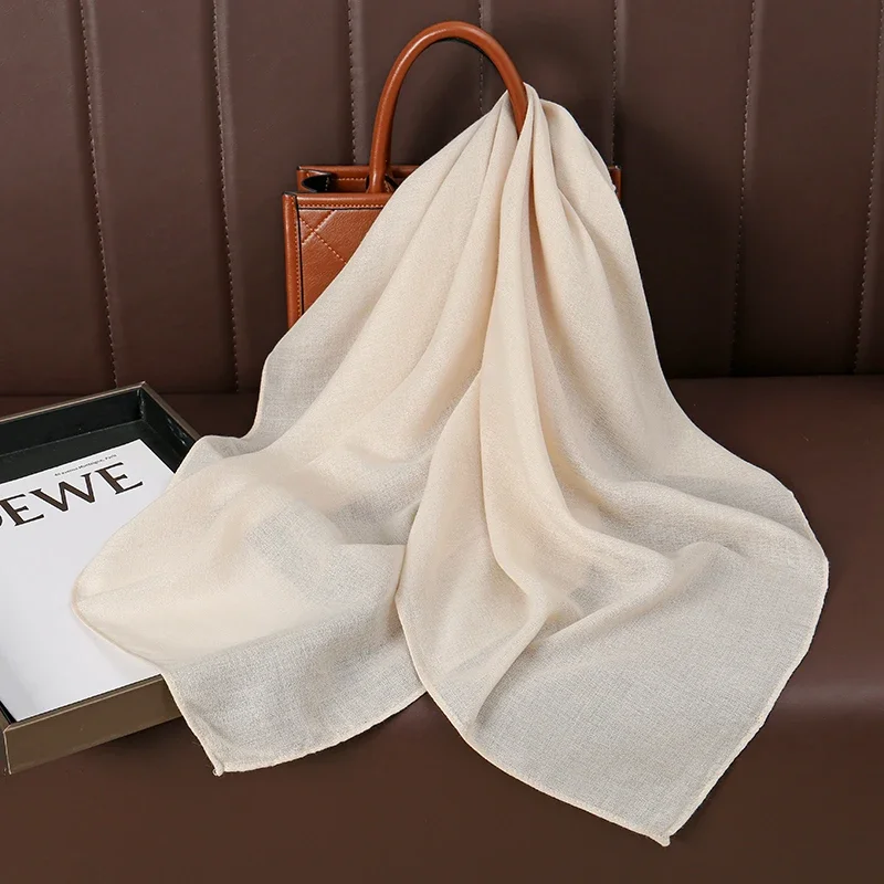 

90*90cm High-quality Square Scarves for Women Solid Color Cotton Linen Thin Headscarf Muslim Female's Hijabs Bag Accessories